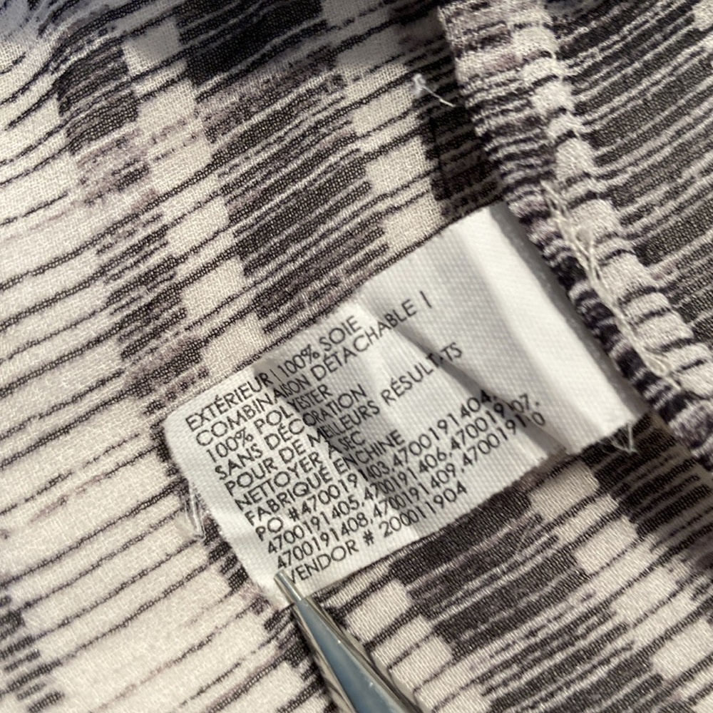 Club Monaco printed dress chiffon silk black grey 8 - Picture 12 of 16